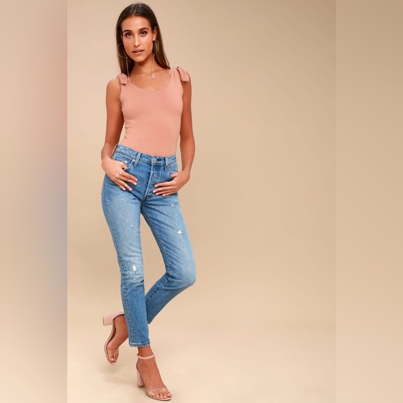 Lulus Mauve Pink Bodysuit with Tie Straps - Pretty Pleased - Size S - Picture 2 of 9